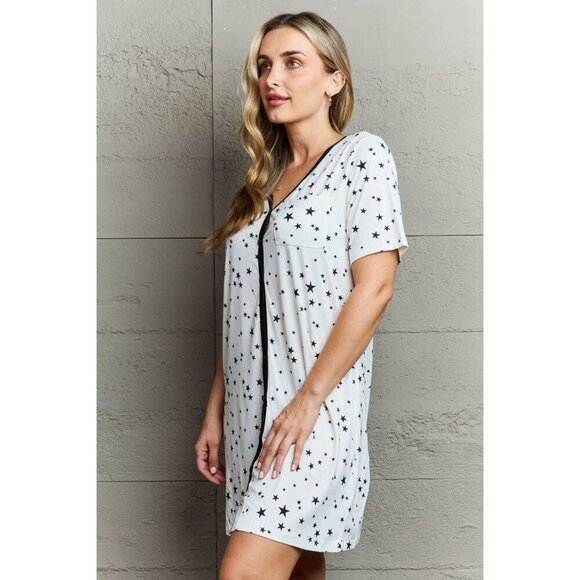 MOON NITE Quilted Quivers Button Down Sleepwear Dress - Picture 4 of 6